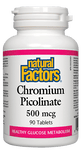 Natural Factors Chromium Picolinate 500mcg, 90 tablets
